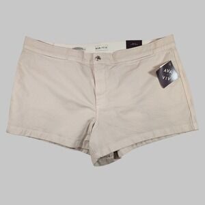 Ava & Viv Women's Plus Size 24W Beige High Rise Smart Shorts Stretch Chino NWT